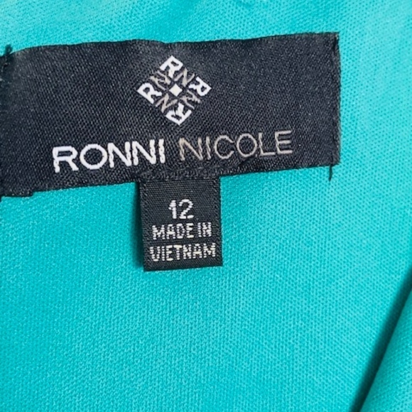 🍍 Ronni Nicole Green Abstract Floral Dress Sz 12 - Picture 4 of 5